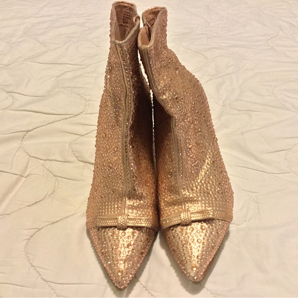 Rhinestone ankle boots with 3inch heel